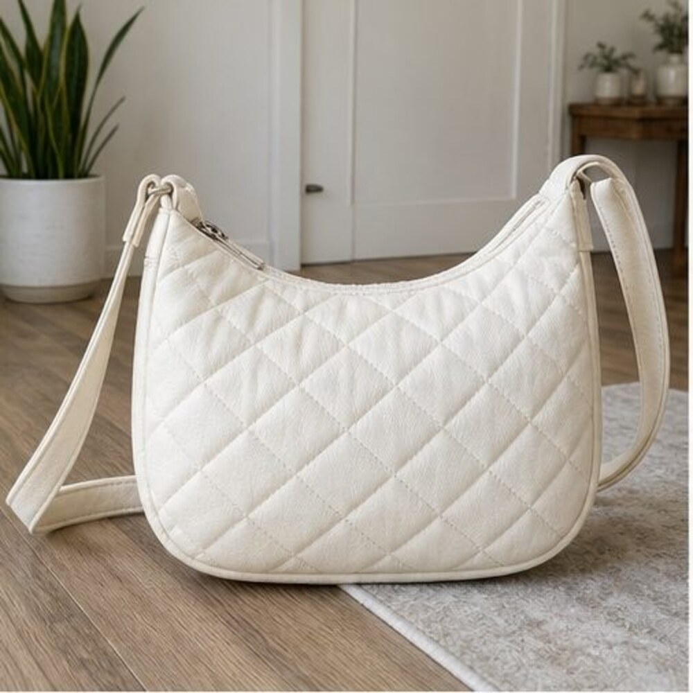 Ivory Quilted Crossbody Bag